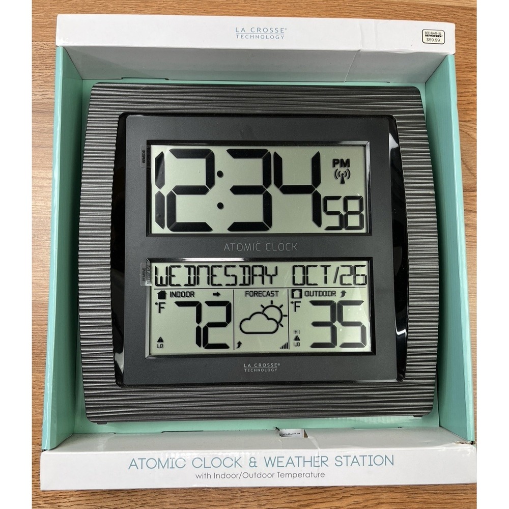 La Crosse Technology Atomic Clock & Weather Station w/ Indoor/Outdoor Temp NEW
